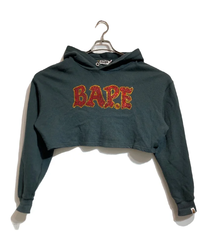 [Pre-owned] A BATHING APE Sweatshirt BAPE Crystal Stone Hoodie 001PPJ802003L Hoodie with Pocket Utility Practical