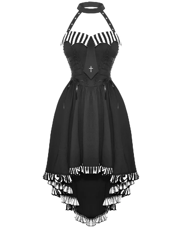 Dark In Love Womens Gothic Harlequin Lolita Crucifix Dress - Black & White Tunics Chic fashionable