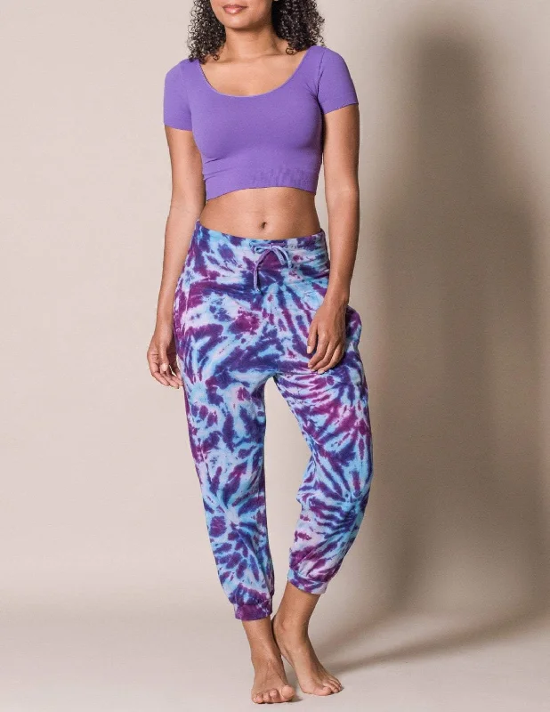 Avery Organic Cotton Pants - Purple Casual Drawstring Pants