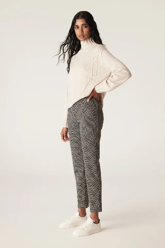Liv Houndstooth Pant - Black Camel Soft Stretch Leggings