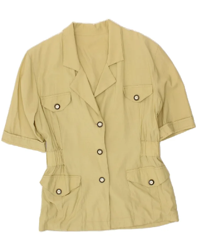 VINTAGE Womens 3 Button Short Sleeve Blazer Jacket UK 10 Small Beige Chenille Jacket Brocade Jacket Lace Jacket VINTAGE Womens 3 Button Short Sleeve Blazer Jacket UK 10 Small Beige Chenille Jacket Brocade Jacket Lace Jacket