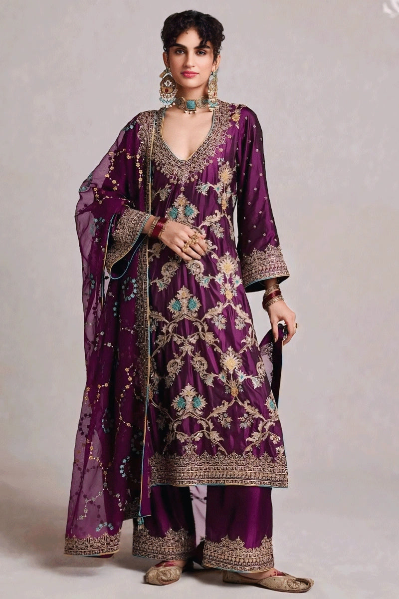 Punjabi Style Wine Color Dress For Lohri Festival Tunics Gym athletic