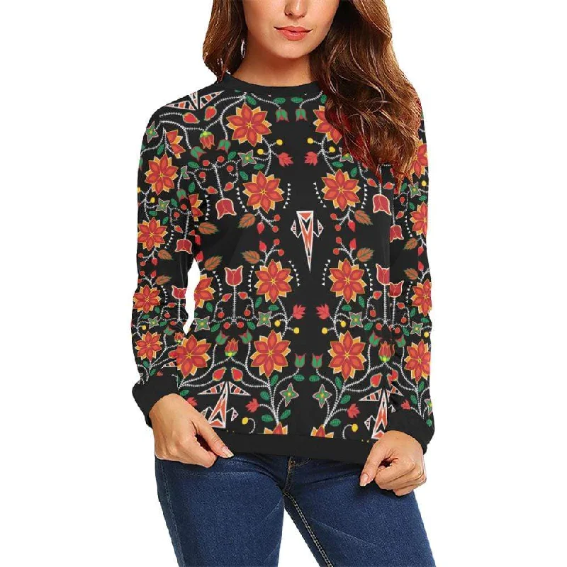 Floral Beadwork Six Bands Crewneck Sweatshirt for Women Hoodie with Earth Tones Natural Calm Floral Beadwork Six Bands Crewneck Sweatshirt for Women Hoodie with Earth Tones Natural Calm