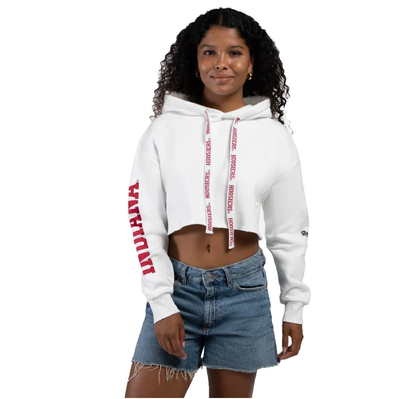 Indiana Hoosiers Women's Hype & Vice White Cropped Hoodie Hoodie Jacket Zipper Layering