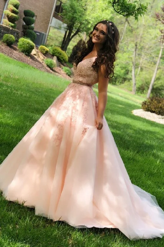 Pink Princesss A-line Tulle Long Birthday prom Dress with Beaded Band and Sweep Train cg9760 Pink Princesss A-line Tulle Long Birthday prom Dress with Beaded Band and Sweep Train cg9760