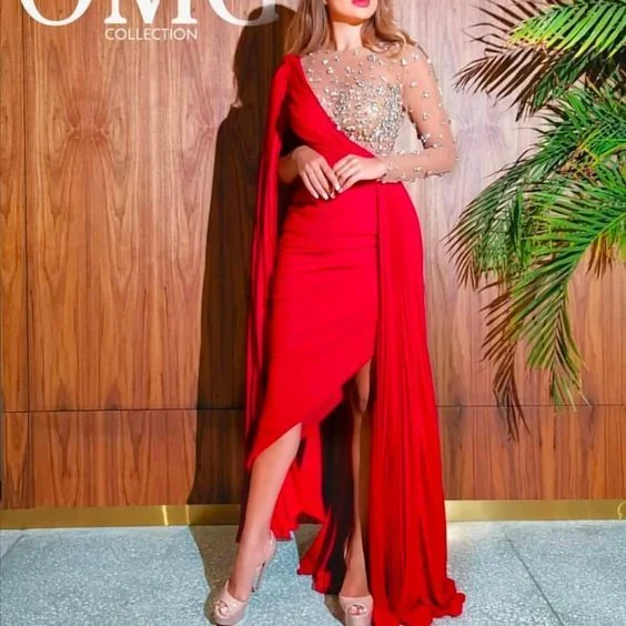red one shoulder crew neckline side slit sashes pleats crystal chiffon evening prom dresses gowns formal dresses cg10022 red one shoulder crew neckline side slit sashes pleats crystal chiffon evening prom dresses gowns formal dresses cg10022
