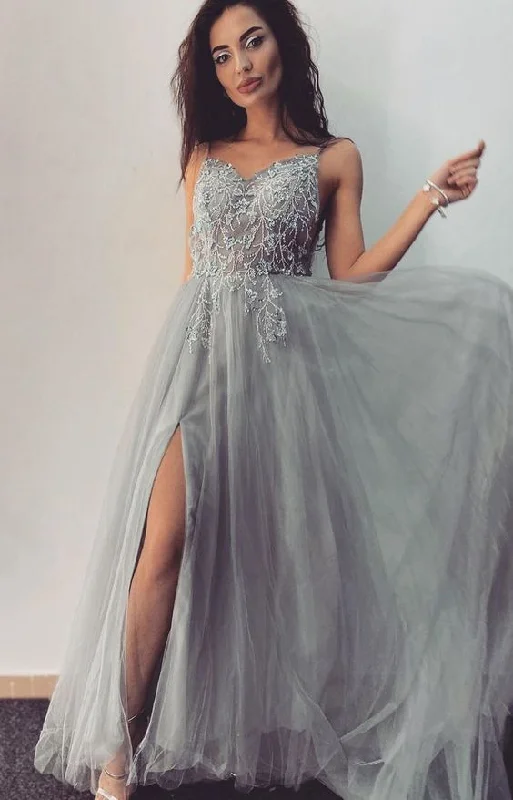 luxury beaded long prom dresses, chic grey prom gowns, fashion prom dresses with legsplit cg10035 luxury beaded long prom dresses, chic grey prom gowns, fashion prom dresses with legsplit cg10035
