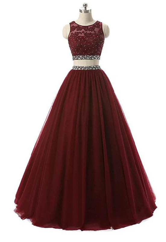 2 Pieces Lace Sequined Evening Party Gowns Beaded Appliques Formal Prom Dresses  cg9368