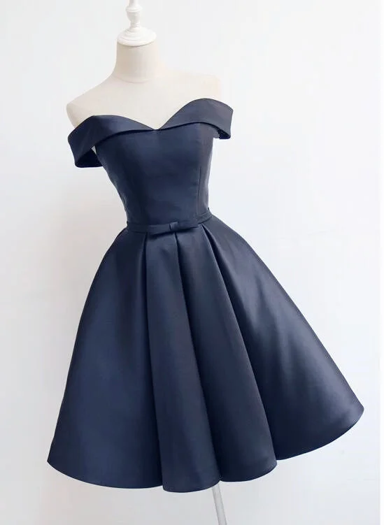 Beautiful Navy Blue Short Off Shoulder Sweetheart Party Dress, Navy Blue Party Dress, Homecoming Dresses Tunics Sophisticated sleek Beautiful Navy Blue Short Off Shoulder Sweetheart Party Dress, Navy Blue Party Dress, Homecoming Dresses Tunics Sophisticated sleek