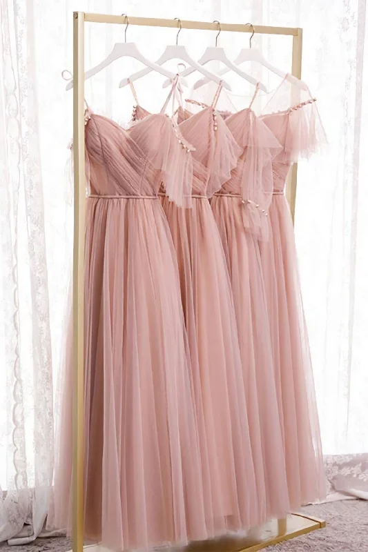 Blush Pink Tulle Long Bridesmaid Dresses, Prom Dress, Evening Dresses Tunics Practical durable