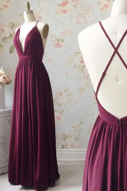 Burgundy chiffon long prom dress, burgundy evening dress Tunics Recommended stylist