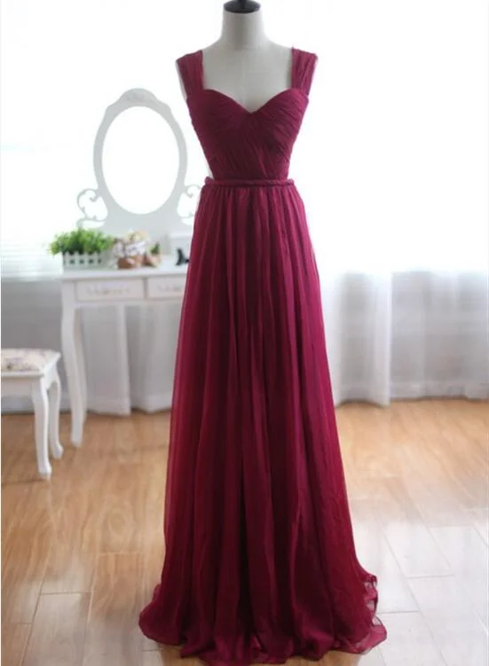 Charming Burgundy Chiffon Long Formal Dress,Pretty Party Dress, Formal Dress Peplum Ruffle Cocktail Charming Burgundy Chiffon Long Formal Dress,Pretty Party Dress, Formal Dress Peplum Ruffle Cocktail