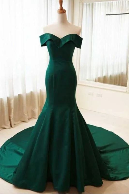 Dark Green Off the Shoulder Mermaid Prom Dress Sexy Long Evening Dresses Tunics Handmade artisanal