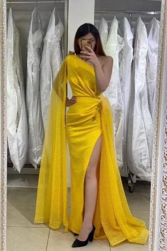 Glitter Yellow Evening Dresses Long Prom dresses Tunics Print Colorful