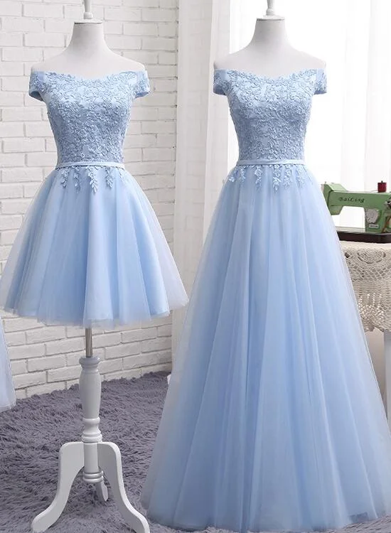 Light Blue Tulle Bridesmaid Dress, Cap Sleeves Short Bridesmaid Dress, Wedding Party Dress Satin Halter Glamorous Light Blue Tulle Bridesmaid Dress, Cap Sleeves Short Bridesmaid Dress, Wedding Party Dress Satin Halter Glamorous