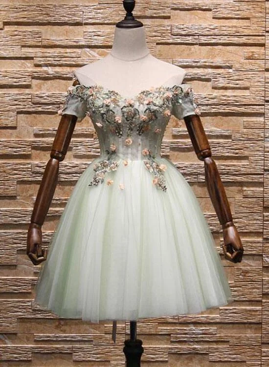 Light Green Short Tulle Party Dress, Lace-up Homecoming Dress, Cute Dress Tunics Chic fashionable Light Green Short Tulle Party Dress, Lace-up Homecoming Dress, Cute Dress Tunics Chic fashionable