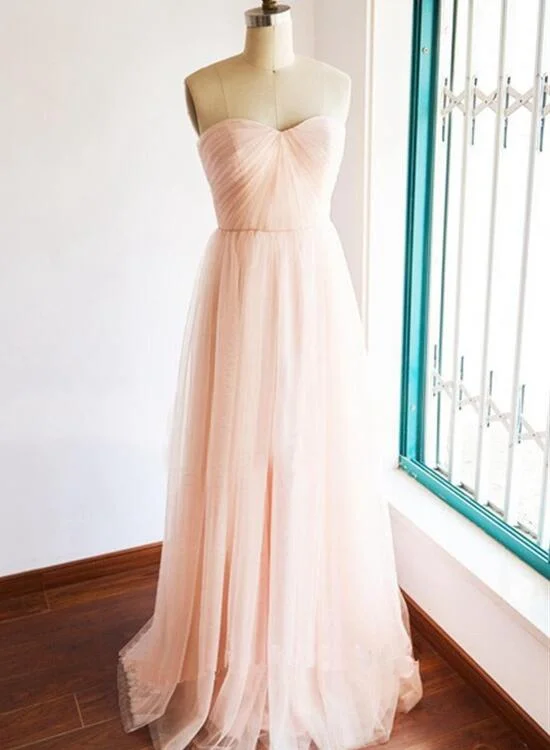 Light Pink Tulle Long Bridesmaid Dresses, Elegant Simple Party Dress, Pink Gown Boatneck Modish Everyday Light Pink Tulle Long Bridesmaid Dresses, Elegant Simple Party Dress, Pink Gown Boatneck Modish Everyday