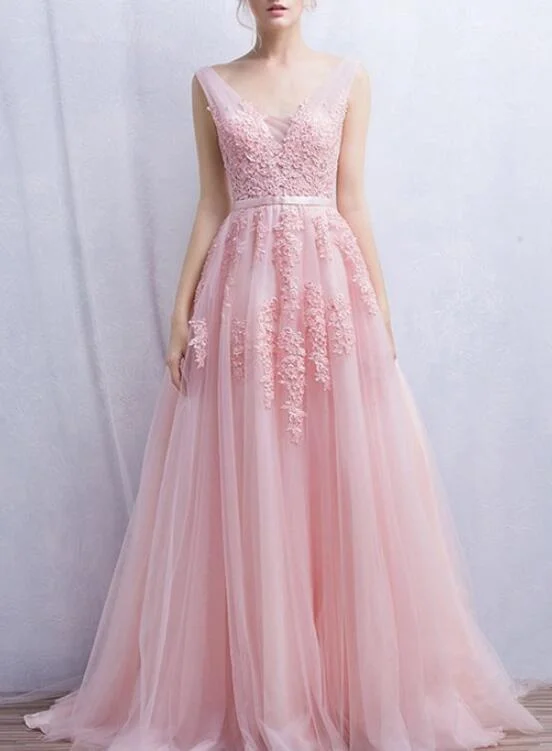 Pink Tulle Gown, Charming Teen Formal Dresses, Lovely Party Dresses Halter Neckline Beach Pink Tulle Gown, Charming Teen Formal Dresses, Lovely Party Dresses Halter Neckline Beach