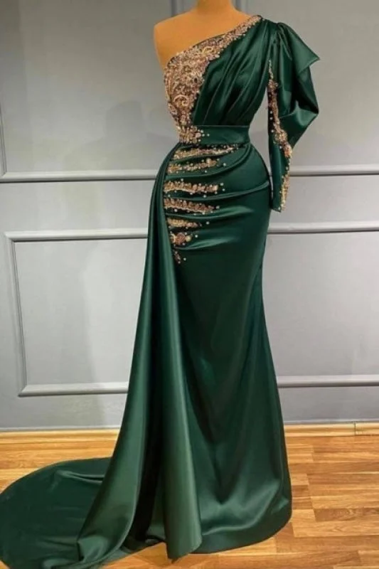 Prom dresses dark green Long Evening dresses with sleeves Tunics Floral girly