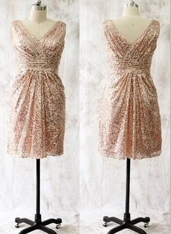 Short Sequins Bridesmaid Dresses, Lovely Party Dresses, Short Homecoming Dresses Shift Classic Vintage Short Sequins Bridesmaid Dresses, Lovely Party Dresses, Short Homecoming Dresses Shift Classic Vintage