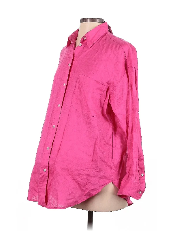 3/4 Sleeve Button Down Shirt Solid Color Striped Floral