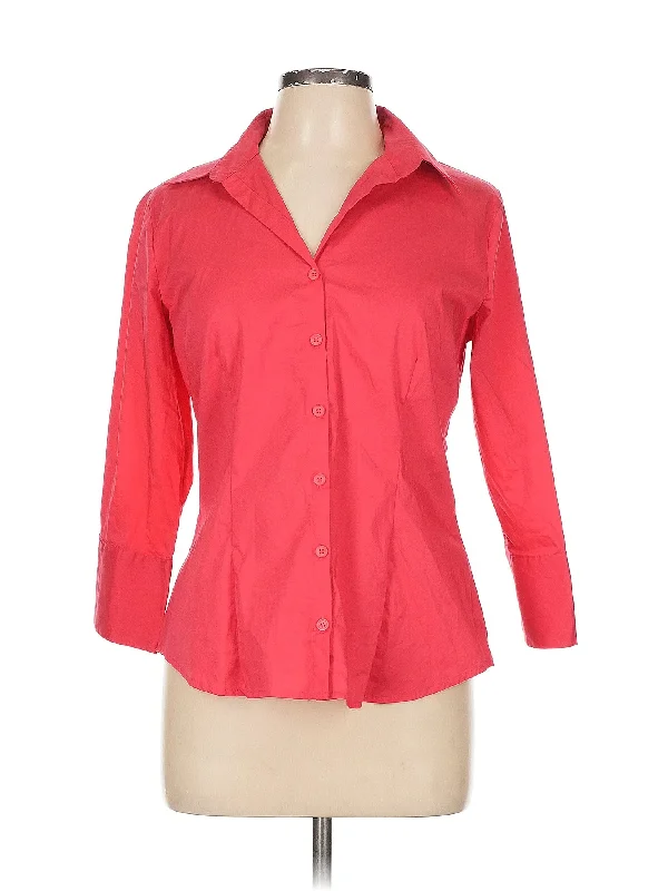 3/4 Sleeve Button Down Shirt Oversized T-Shirt Spandex breathable