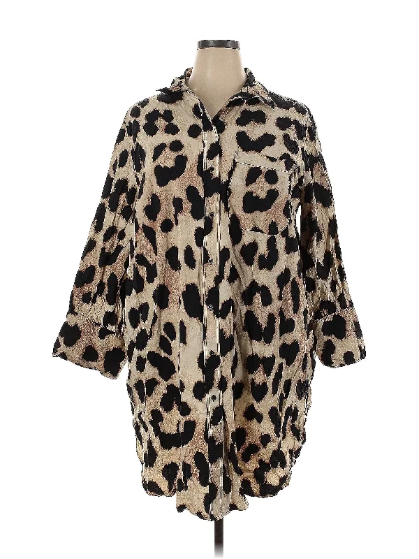 3/4 Sleeve Button Down Shirt Anti-Shrink Durable Soft