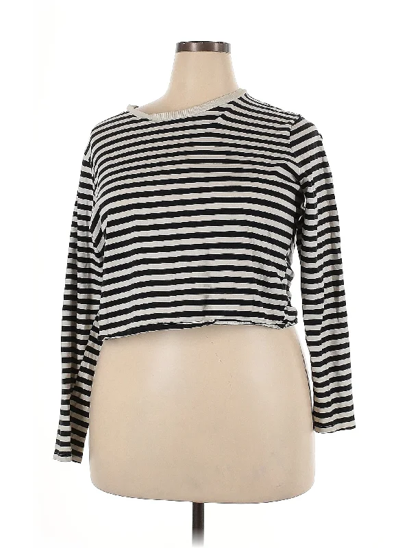 3/4 Sleeve T Shirt Mesh Blend Leather Blend Suede Blend