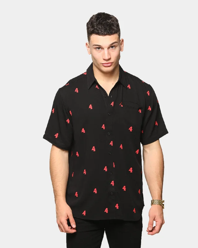 4HUNNID Mini 4 Button Down Shirt Black Striped Floral Plaid