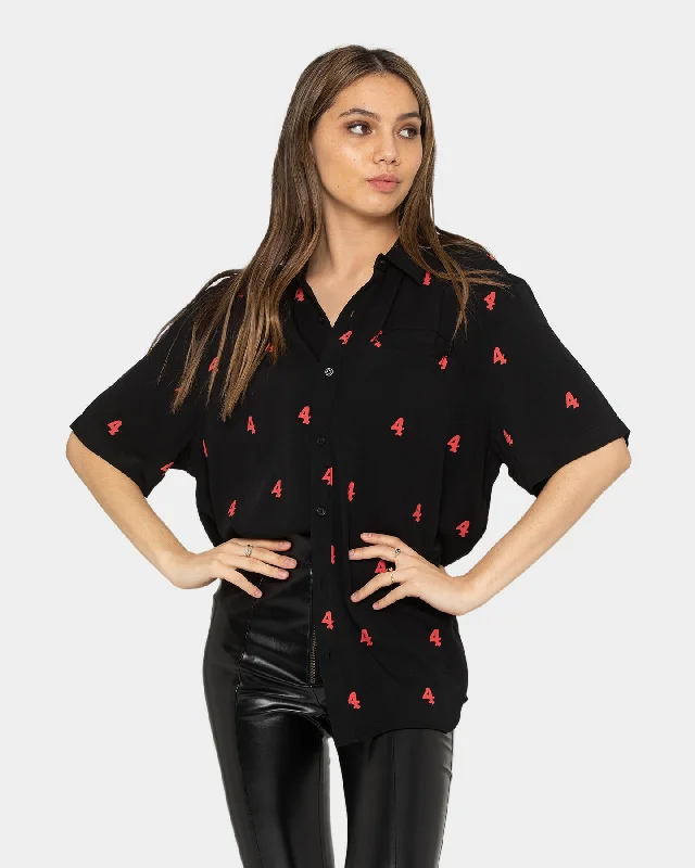 4HUNNID Mini 4 Button Down Shirt Black Plaid T-Shirt Polka Dot Checkered
