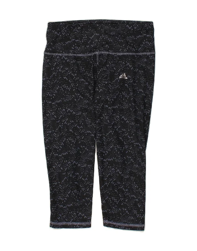 ADIDAS Womens Climalite Capri Leggings UK 14 Large Black Geometric Fashionable Solid Color Tights ADIDAS Womens Climalite Capri Leggings UK 14 Large Black Geometric Fashionable Solid Color Tights