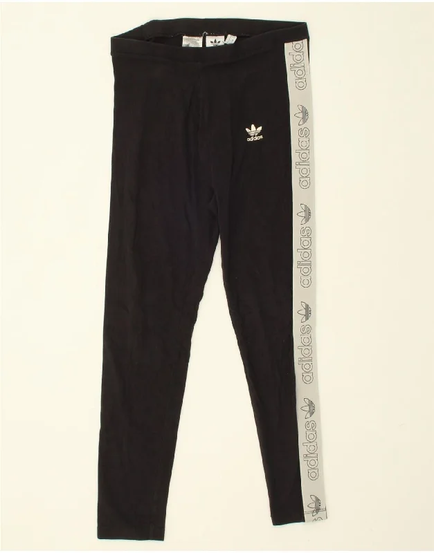 ADIDAS Womens Graphic Leggings UK 10 Small Black Colourblock Cotton Cozy Reflective Detail Leggings ADIDAS Womens Graphic Leggings UK 10 Small Black Colourblock Cotton Cozy Reflective Detail Leggings