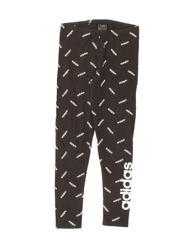 ADIDAS Womens Graphic Leggings UK 12/14 Medium Black Cotton Comfortable Compression Leggings ADIDAS Womens Graphic Leggings UK 12/14 Medium Black Cotton Comfortable Compression Leggings