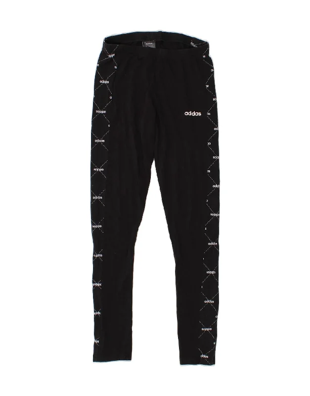 ADIDAS Womens Graphic Leggings UK 8/10 Small Black Cotton Fashionable Solid Color Tights ADIDAS Womens Graphic Leggings UK 8/10 Small Black Cotton Fashionable Solid Color Tights