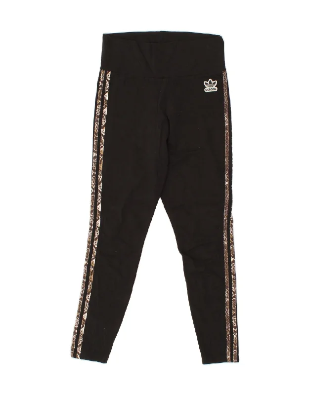 ADIDAS Womens Leggings UK 14 Medium Black Animal Print Cotton Trendy Flared Leggings ADIDAS Womens Leggings UK 14 Medium Black Animal Print Cotton Trendy Flared Leggings