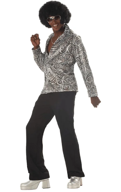 Adult Groovy Disco 70s Shirt With Wig Modern Contemporary Chic