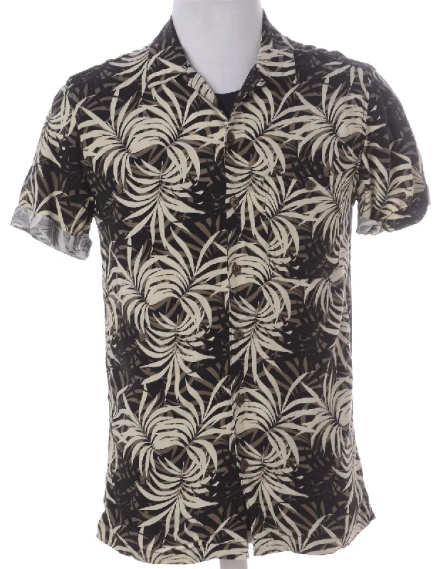 Label Harvey Roll Sleeve Hawaiian Shirt Print Jacquard Patchwork