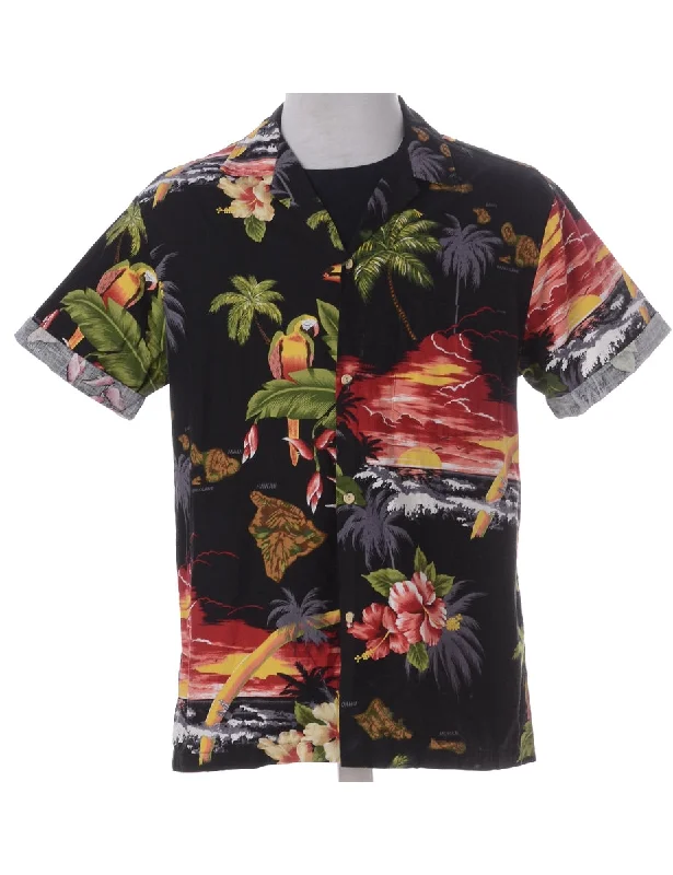 Label Harvey Roll Sleeve Hawaiian Shirt Mesh Blend Leather Blend Suede Blend