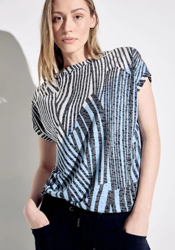 Cecil Burn Out T-Shirt, Universal Blue Fashionable Trendy Casual