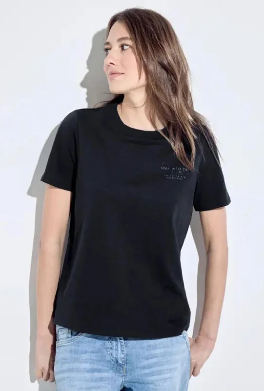 Cecil Chest Print T-Shirt, Universal Blue Cashmere Blend Cotton Blend Poly Blend