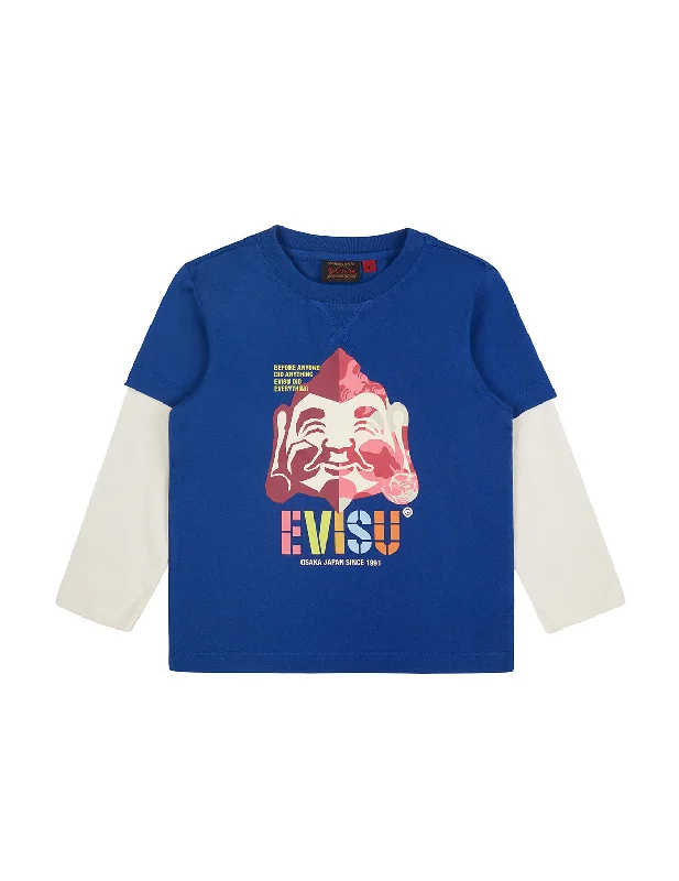 Color-blocking Godhead Print 2-in-1 T-shirt Graphic Embroidered Appliqued