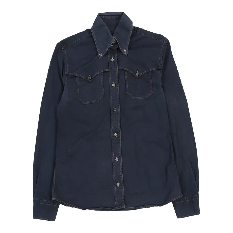 Dolce & Gabbana Denim Shirt - Small Navy Cotton Rayon Fabric Velvet Fabric Corduroy Fabric