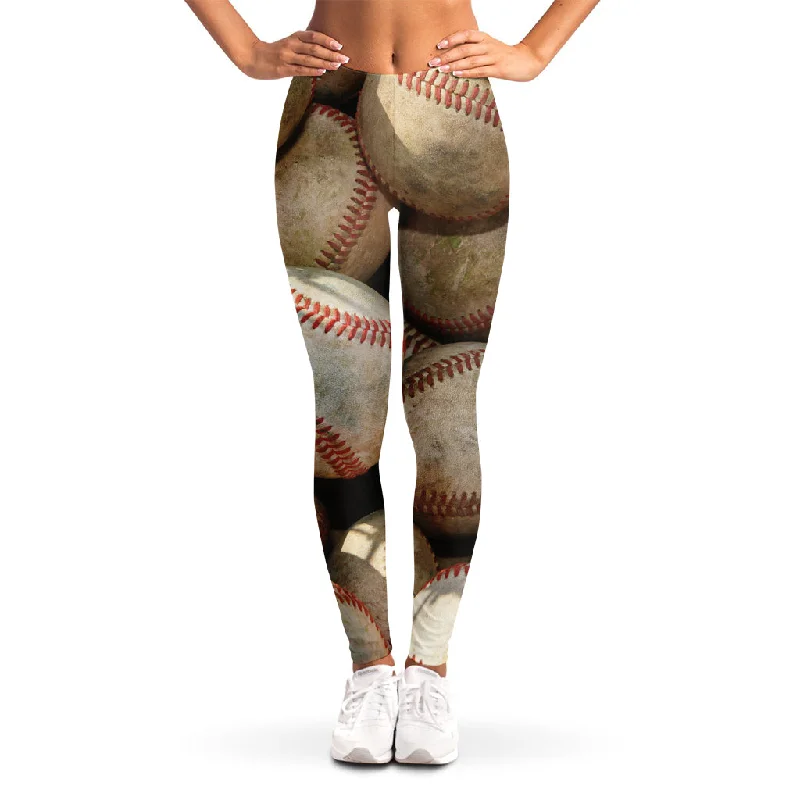 Grunge Baseballs Print Women's Leggings Comfortable Full-Body Compression Leggings