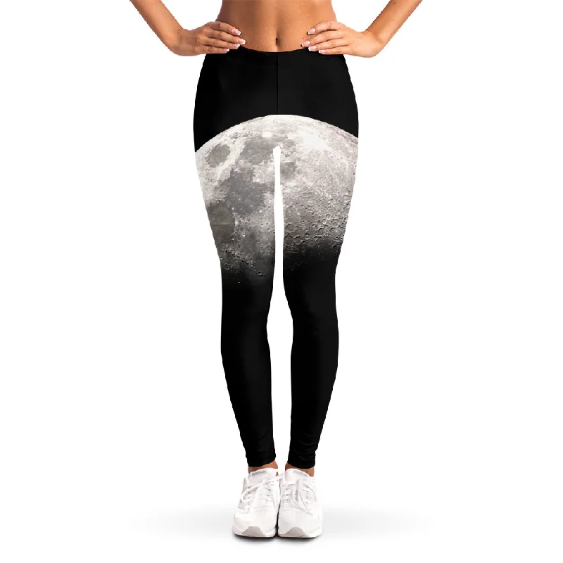 Half Moon Print Women's Leggings Stylish Stretch Print Leggings