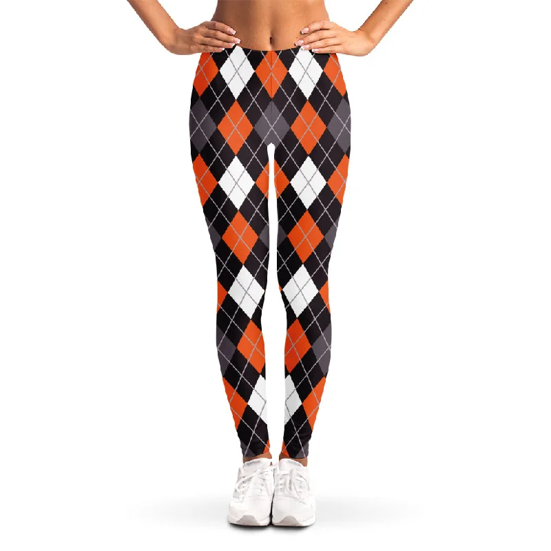 Halloween Argyle Pattern Print Women's Leggings Stylish Sweat-Proof Leggings