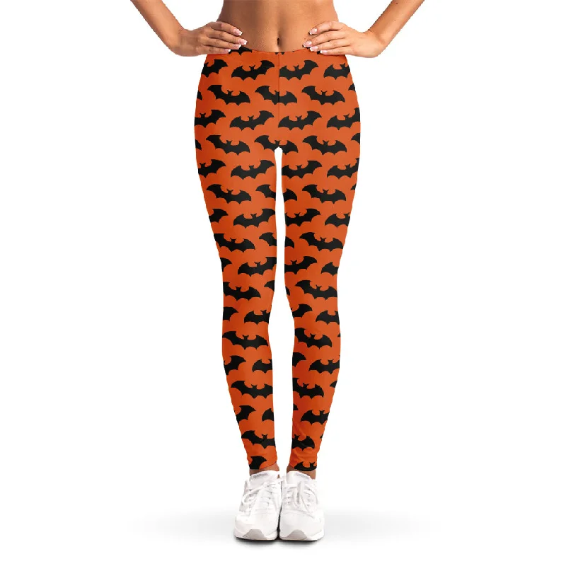 Halloween Bat Pattern Print Women's Leggings Elegant Textured Leggings