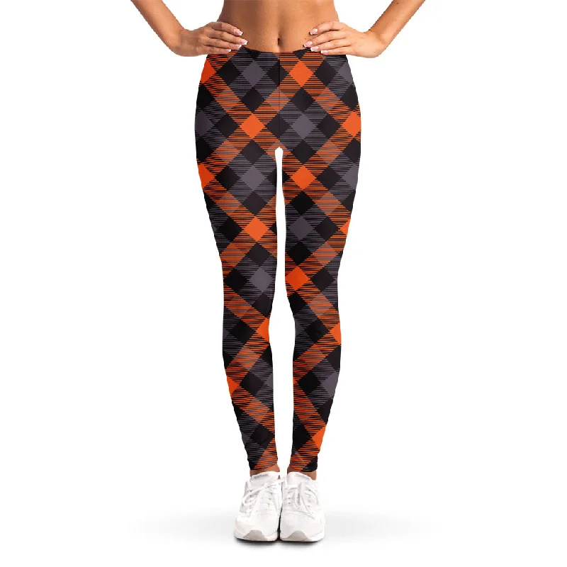 Halloween Buffalo Check Pattern Print Women's Leggings Chic Smooth Fit Leggings