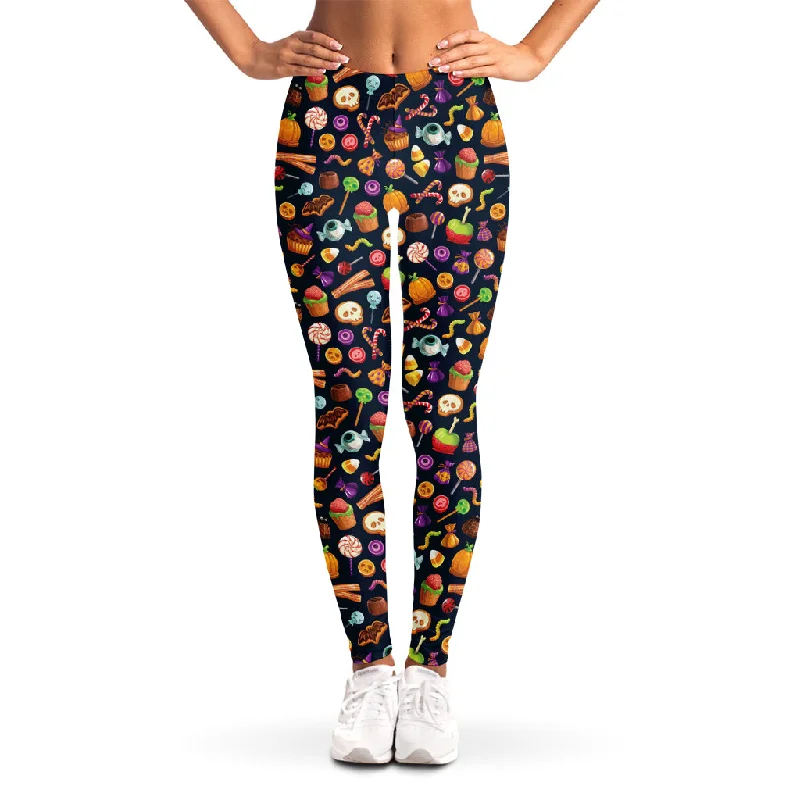 Halloween Candy Pattern Print Women's Leggings Cozy Lounge Pants Leggings