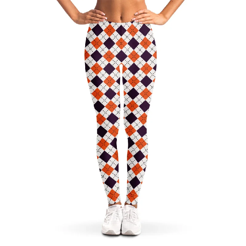 Halloween Checked Pattern Print Women's Leggings Stylish Sweatproof Leggings