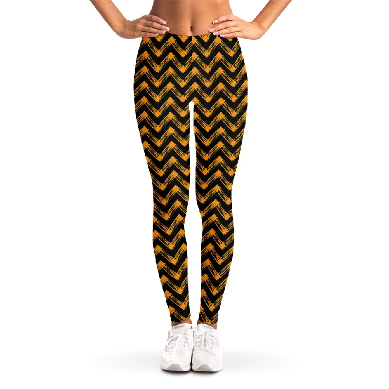 Halloween Chevron Pattern Print Women's Leggings Comfortable Power Mesh Leggings